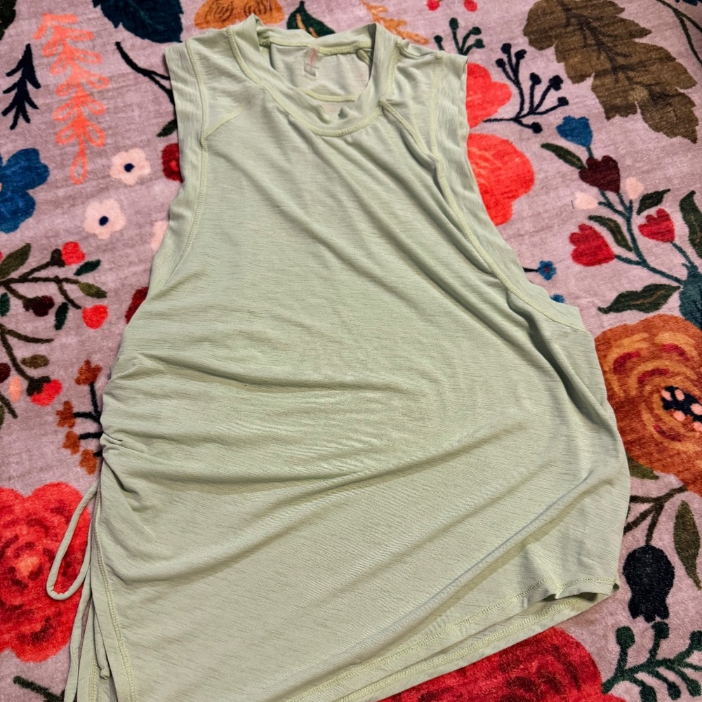 FP Movement by Free People Light Green Side-Ruched Tank Top